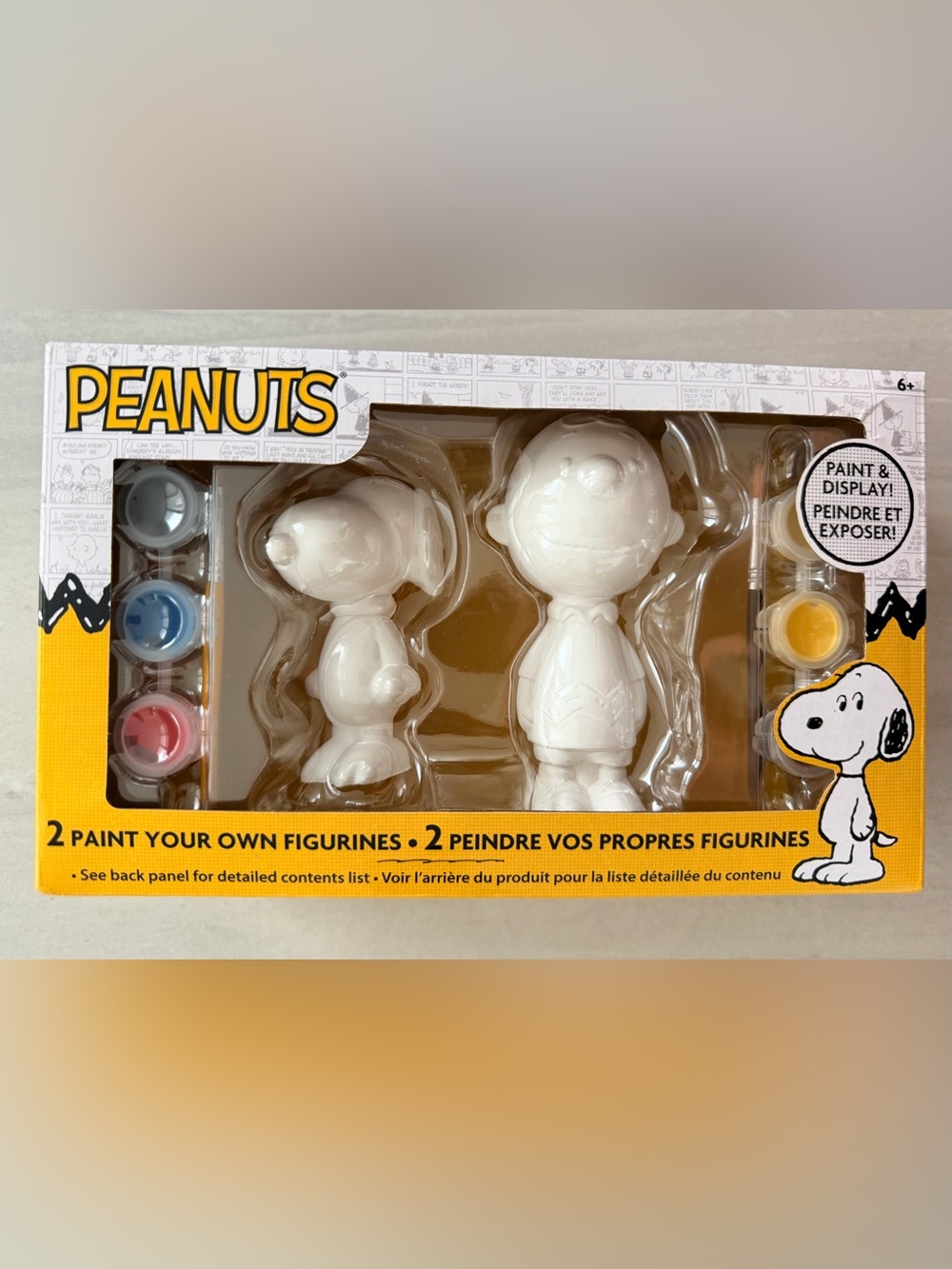 Peanuts Paint-Your-Own Figurine Set - White with Yellow & Blue Paints